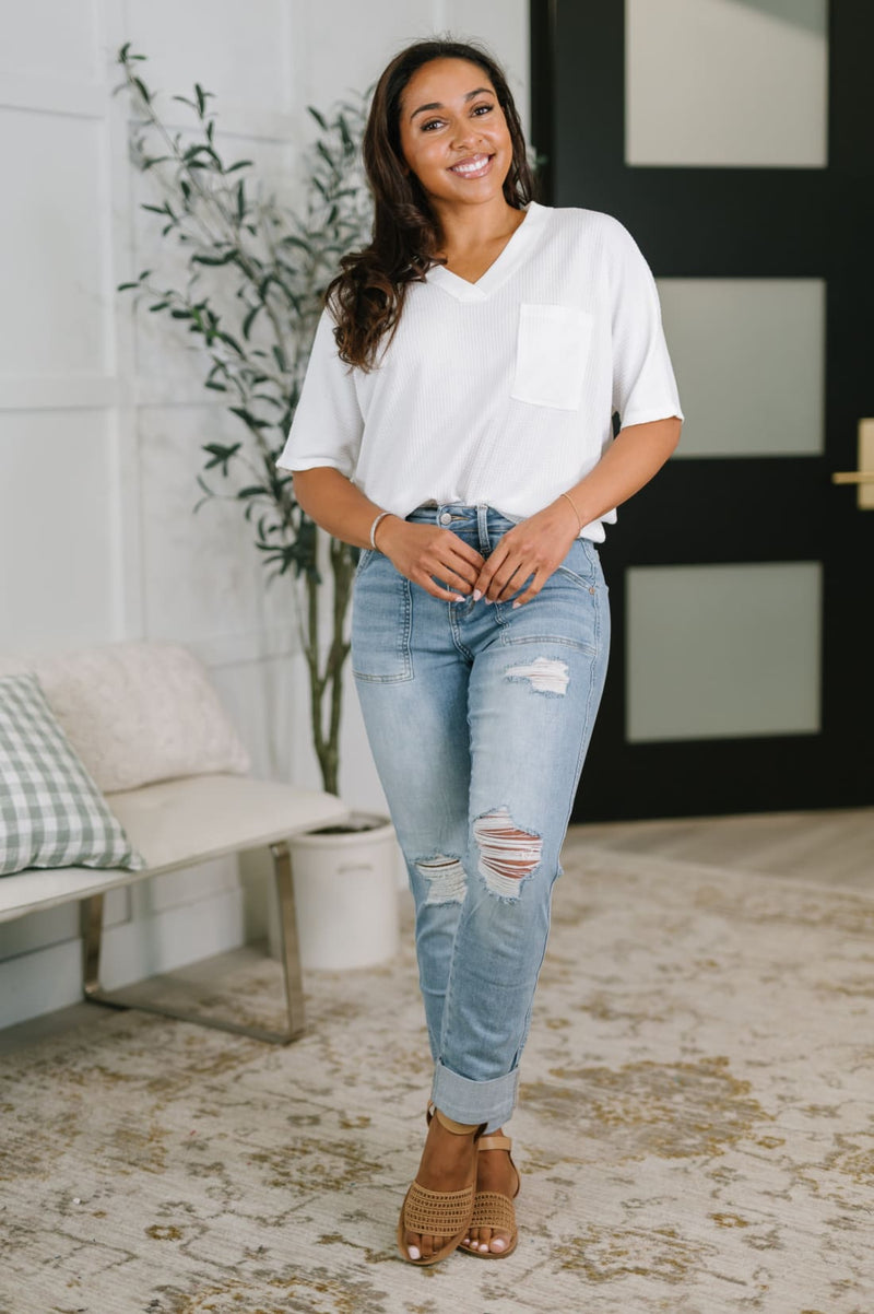 Judy Blue Distressed Boyfriend Jeans
