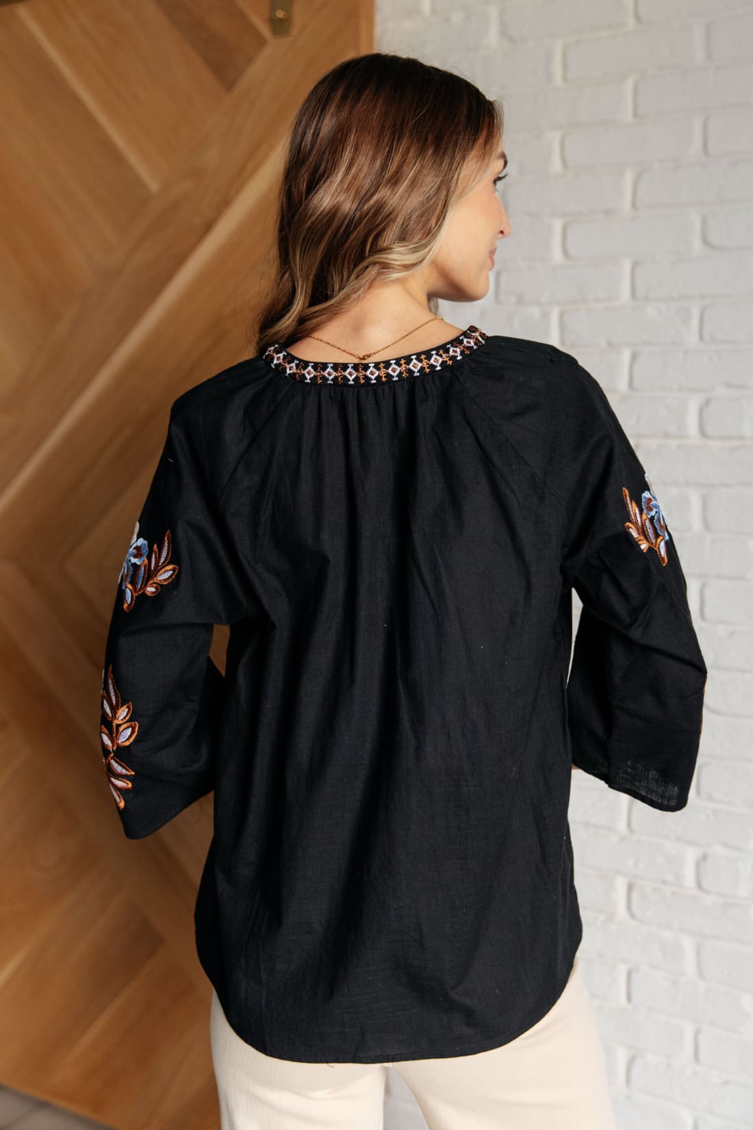 All In Me Embroidered V-Neck Blouse | Blouses