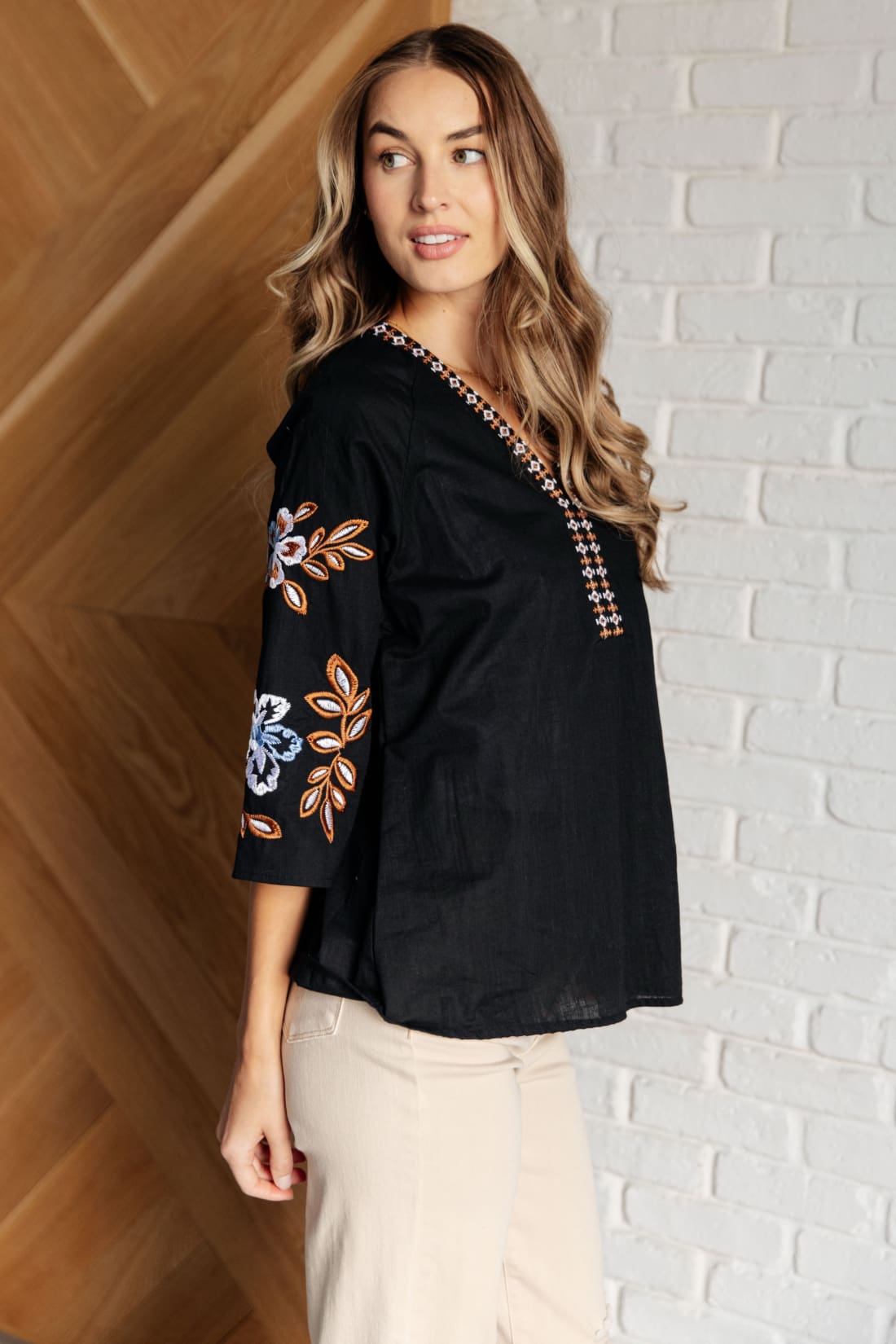 All In Me Embroidered V-Neck Blouse | Blouses