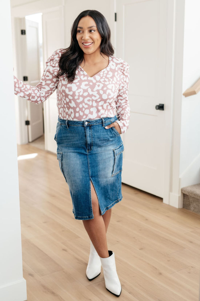 Denim Cargo Skirt - High Rise