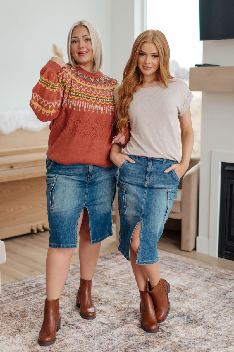 Denim Cargo Skirt - High Rise