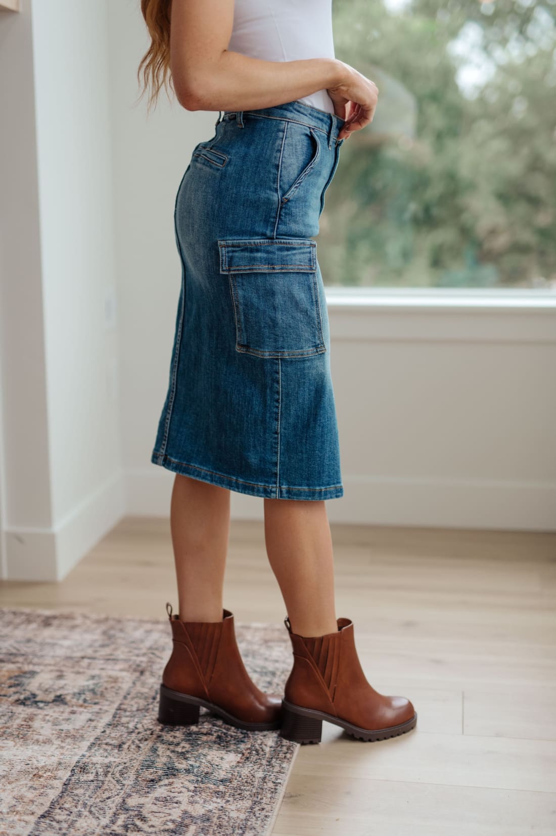 High Rise Denim Cargo Skirt | skirt