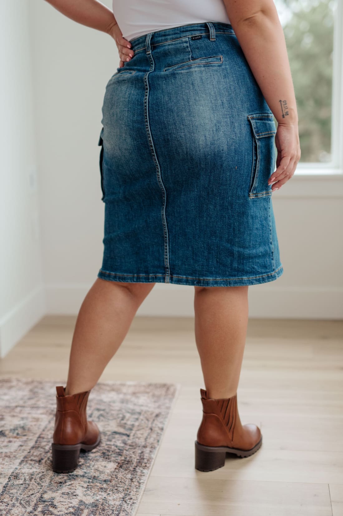 High Rise Denim Cargo Skirt | skirt