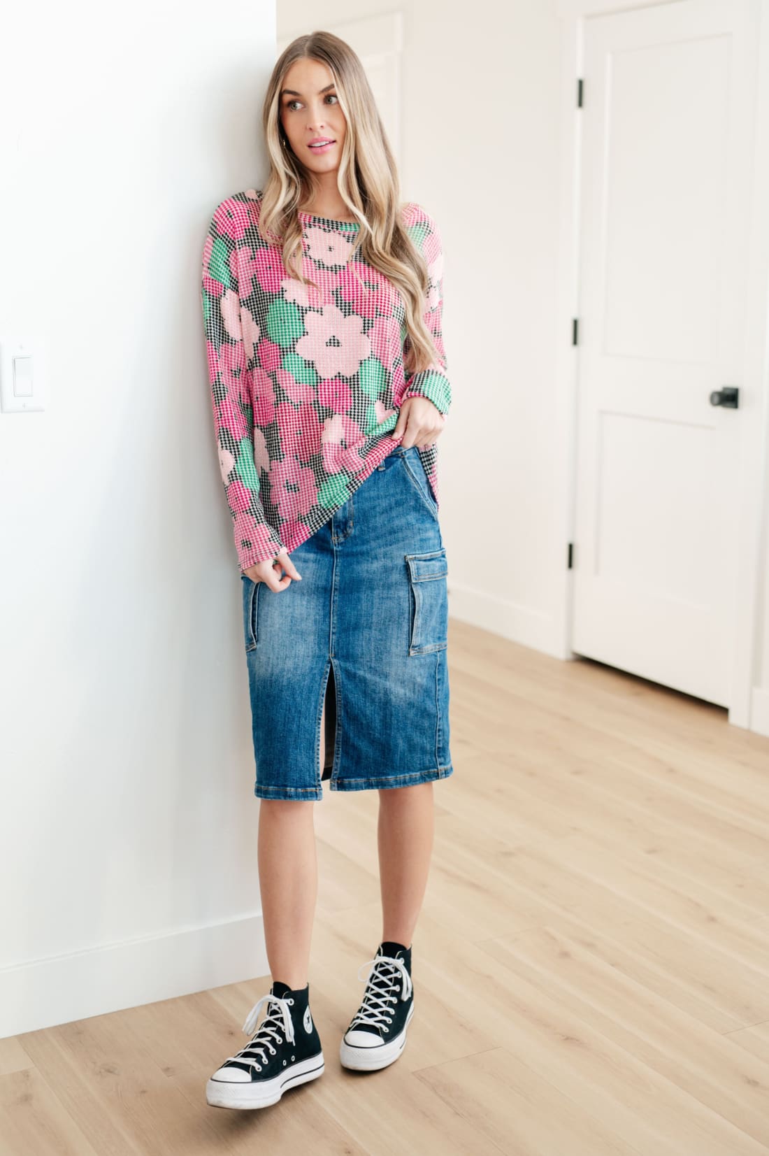 High Rise Denim Cargo Skirt | skirt