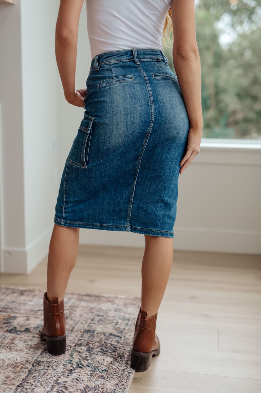 High Rise Denim Cargo Skirt | skirt