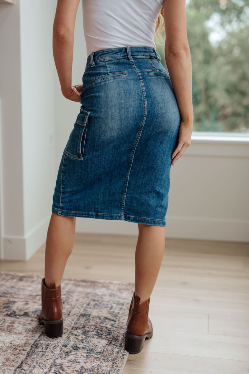 Denim Cargo Skirt - High Rise