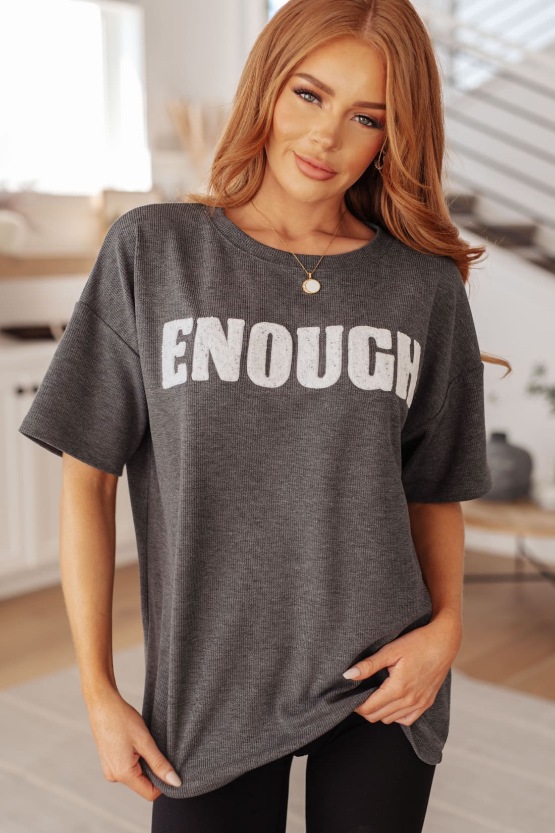 Always Enough Graphic Tee in Charcoal | Tops & Tees