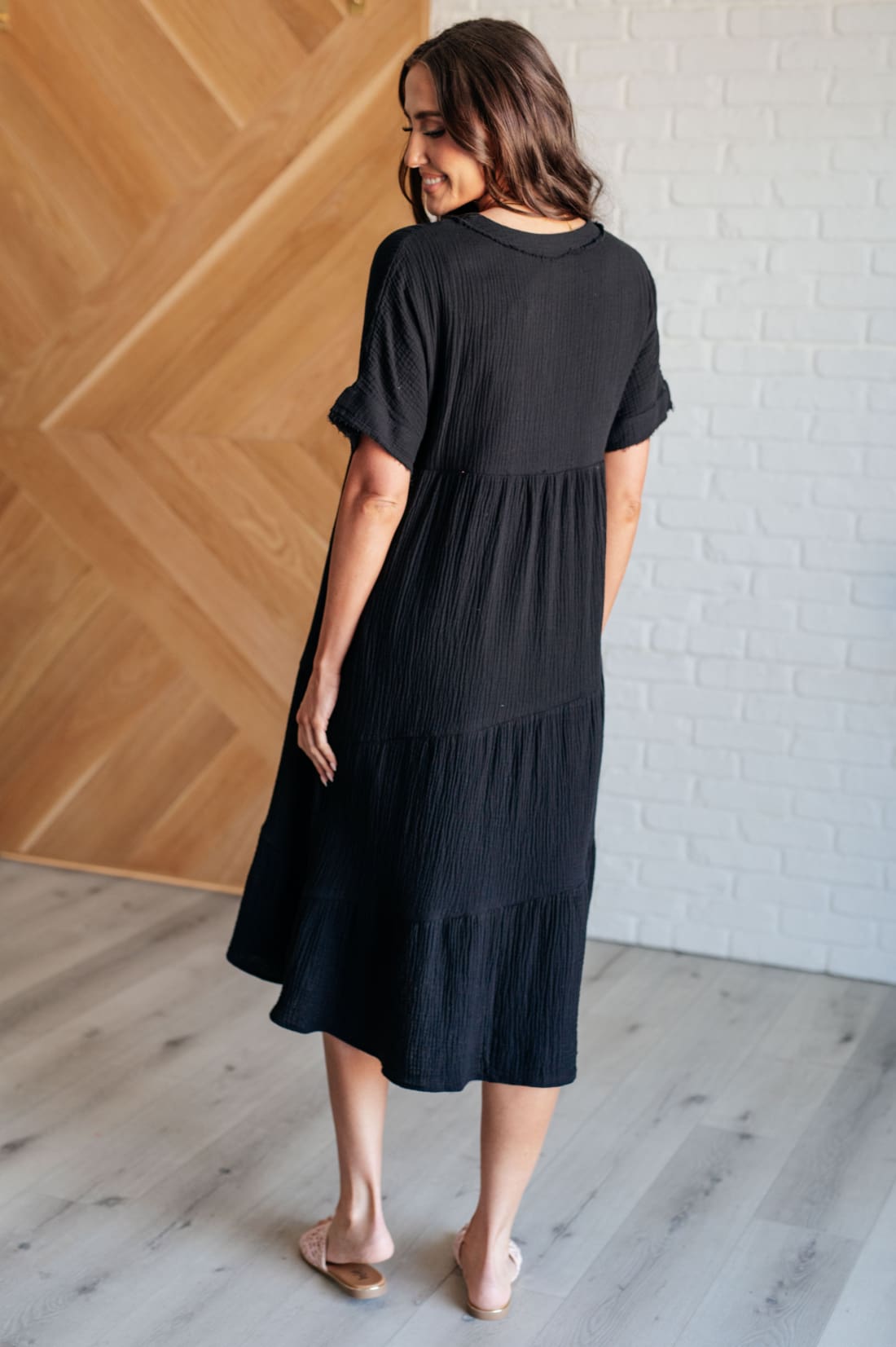 Always Learning Dolman Sleeve Dress in Black | Midi Dresses