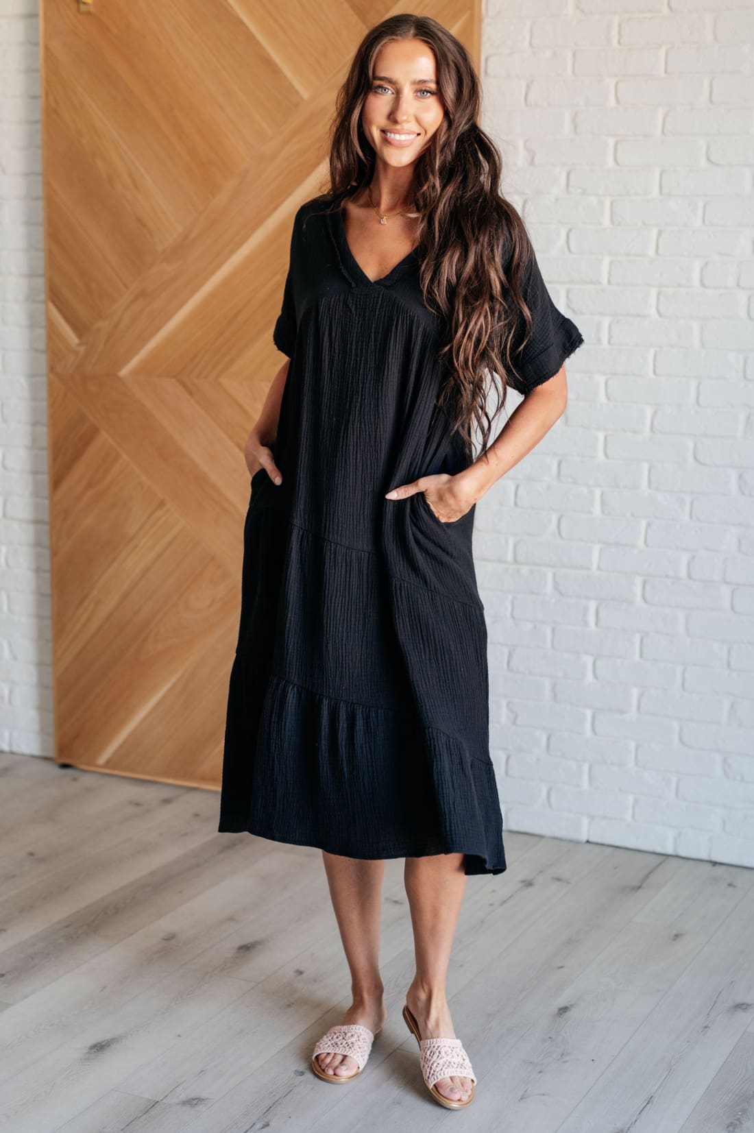 Always Learning Dolman Sleeve Dress in Black | Midi Dresses