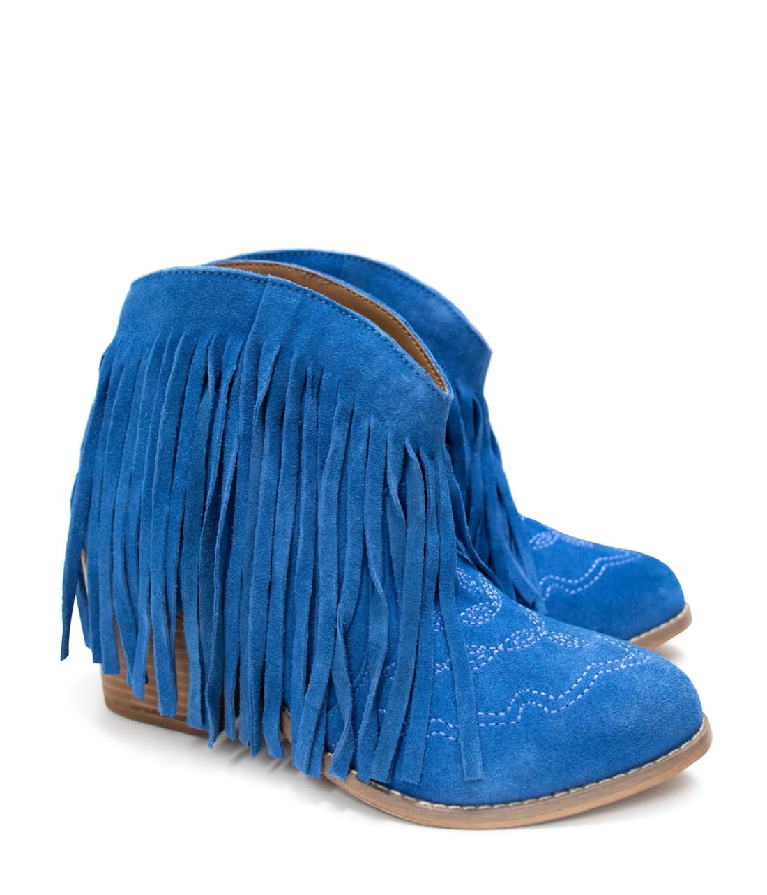 Amos Fringe Ankle Bootie in Blue Suede | boots