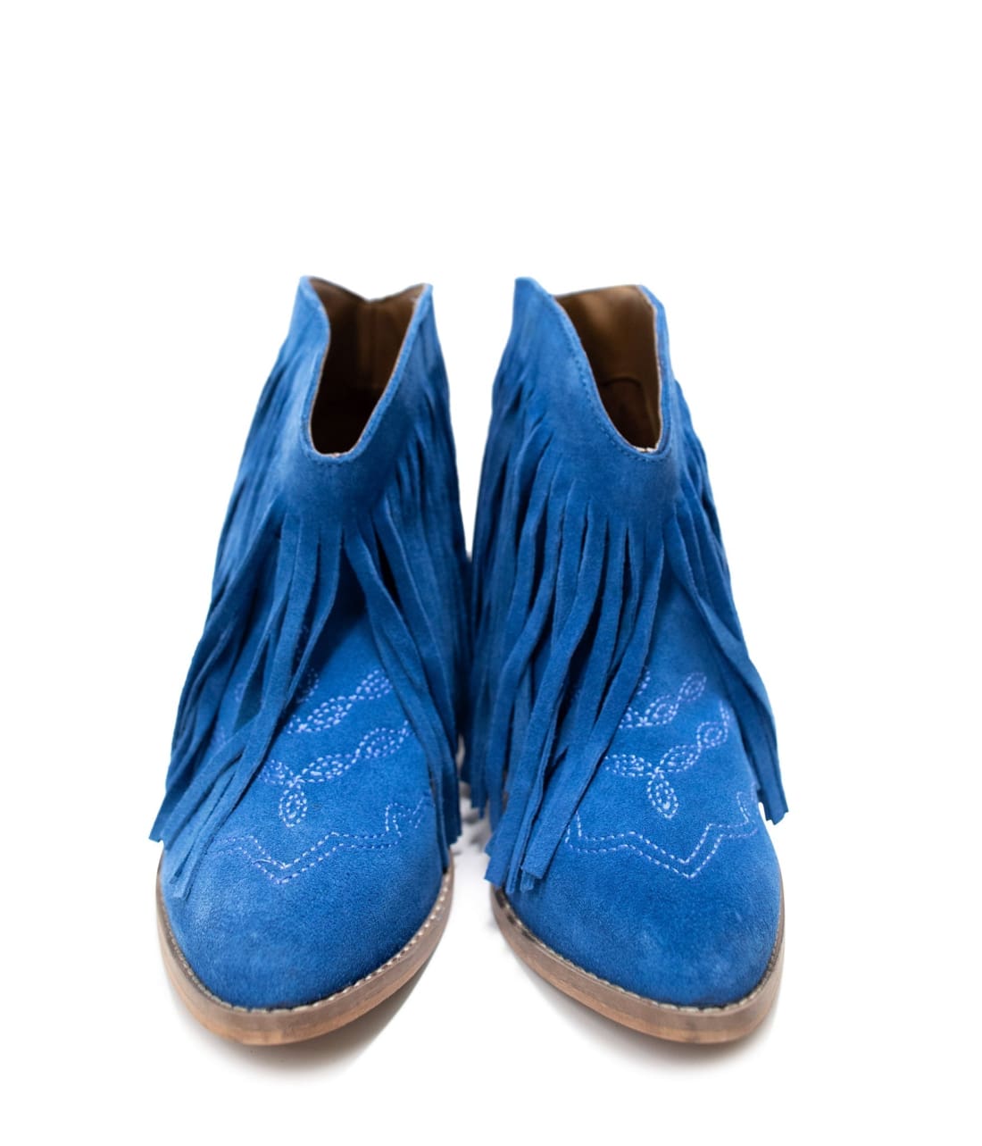 Genuine Suede Amos Fringe Ankle Bootie in Blue | boots