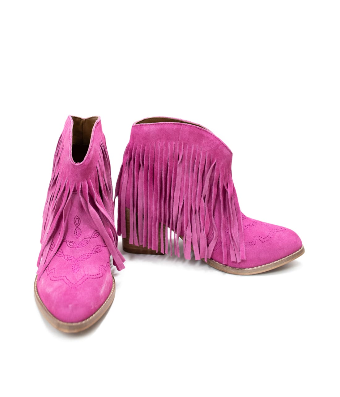 Amos Fringe Ankle Bootie in Magenta Suede | boots