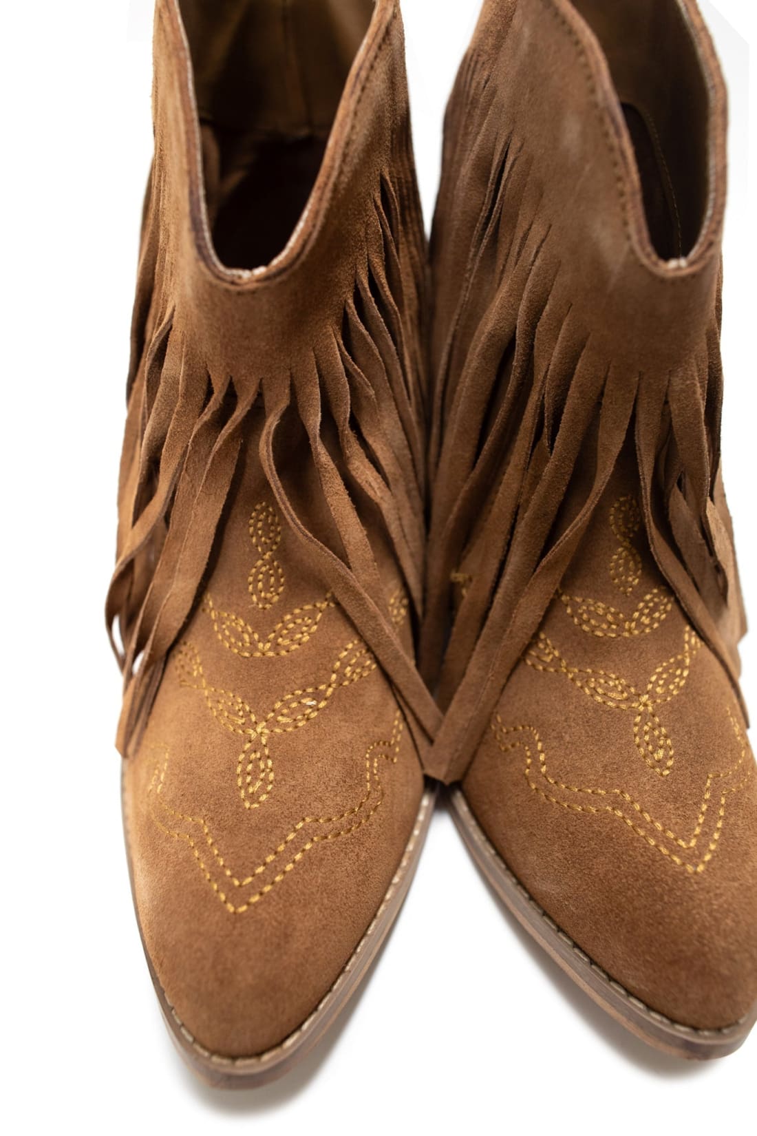 Genuine Suede Amos Fringe Ankle Bootie in Tan | boots