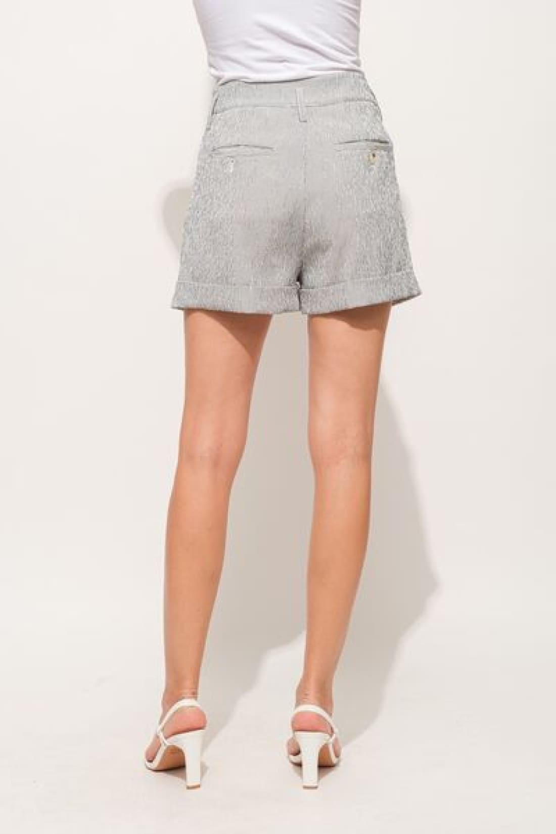 And The Why Pin Striped High Waist Rolled Shorts | shorts