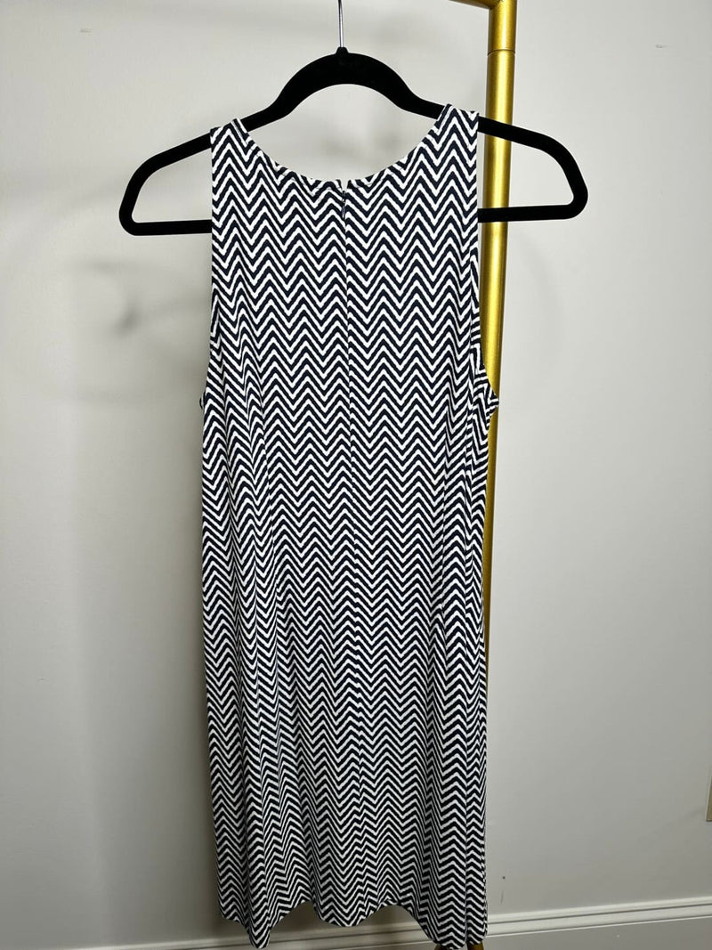 Ann Taylor Chevron Print Sleeveless Shift Dress M Pre Owned