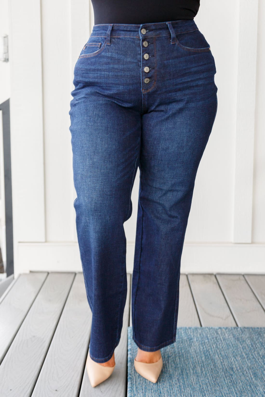 Arlo High Rise Button-Fly Straight Jeans | Women’s Jeans