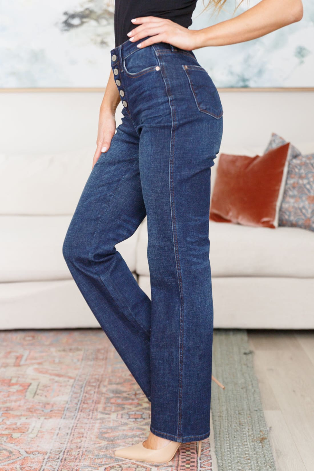 Arlo High Rise Button-Fly Straight Jeans | Women’s Jeans