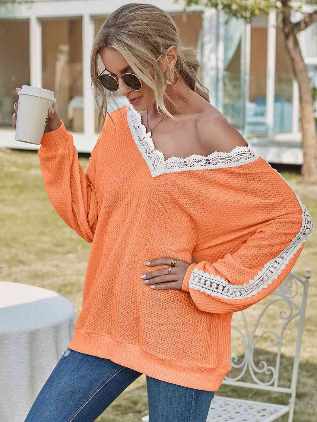 Ashley Lace-Trimmed Top | Long Sleeve Tops