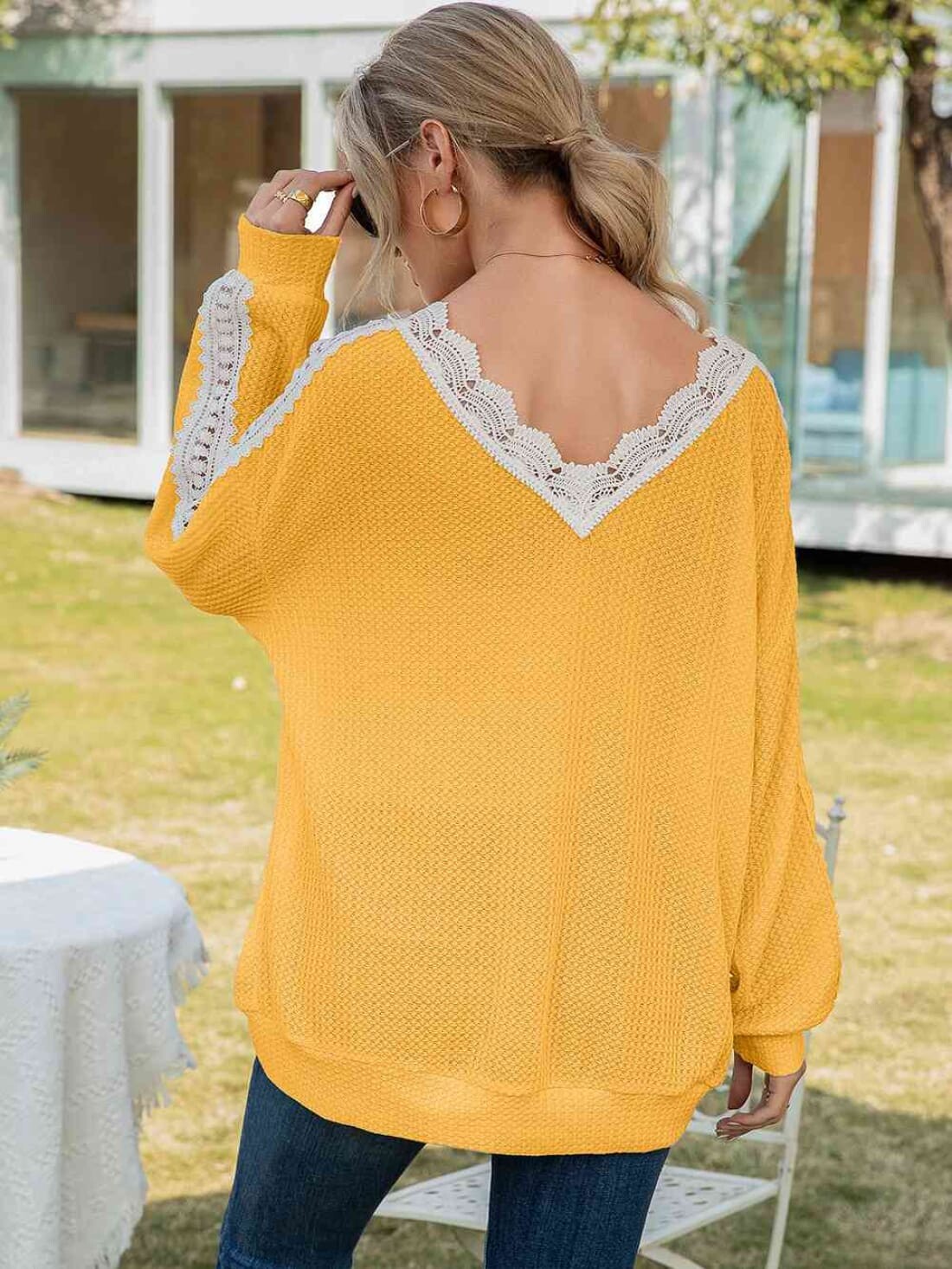 Ashley Lace-Trimmed Top | Long Sleeve Tops