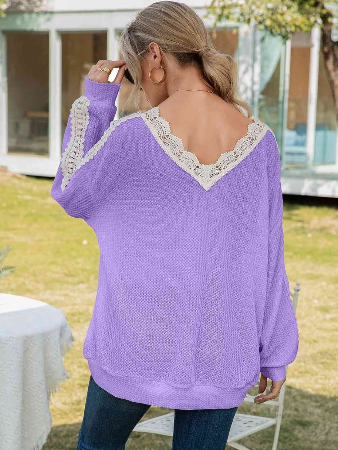 Ashley Lace-Trimmed Top | Long Sleeve Tops