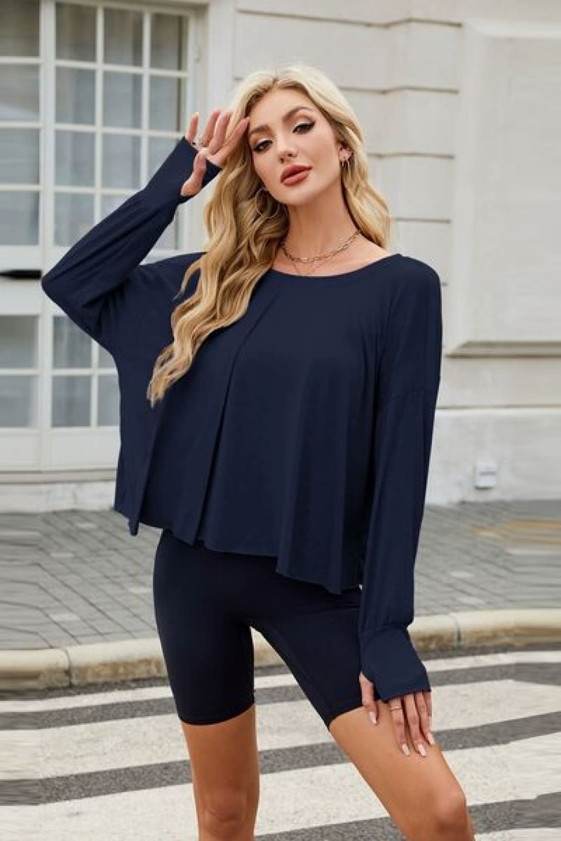 Backless Oversized Pullover with Thumbholes