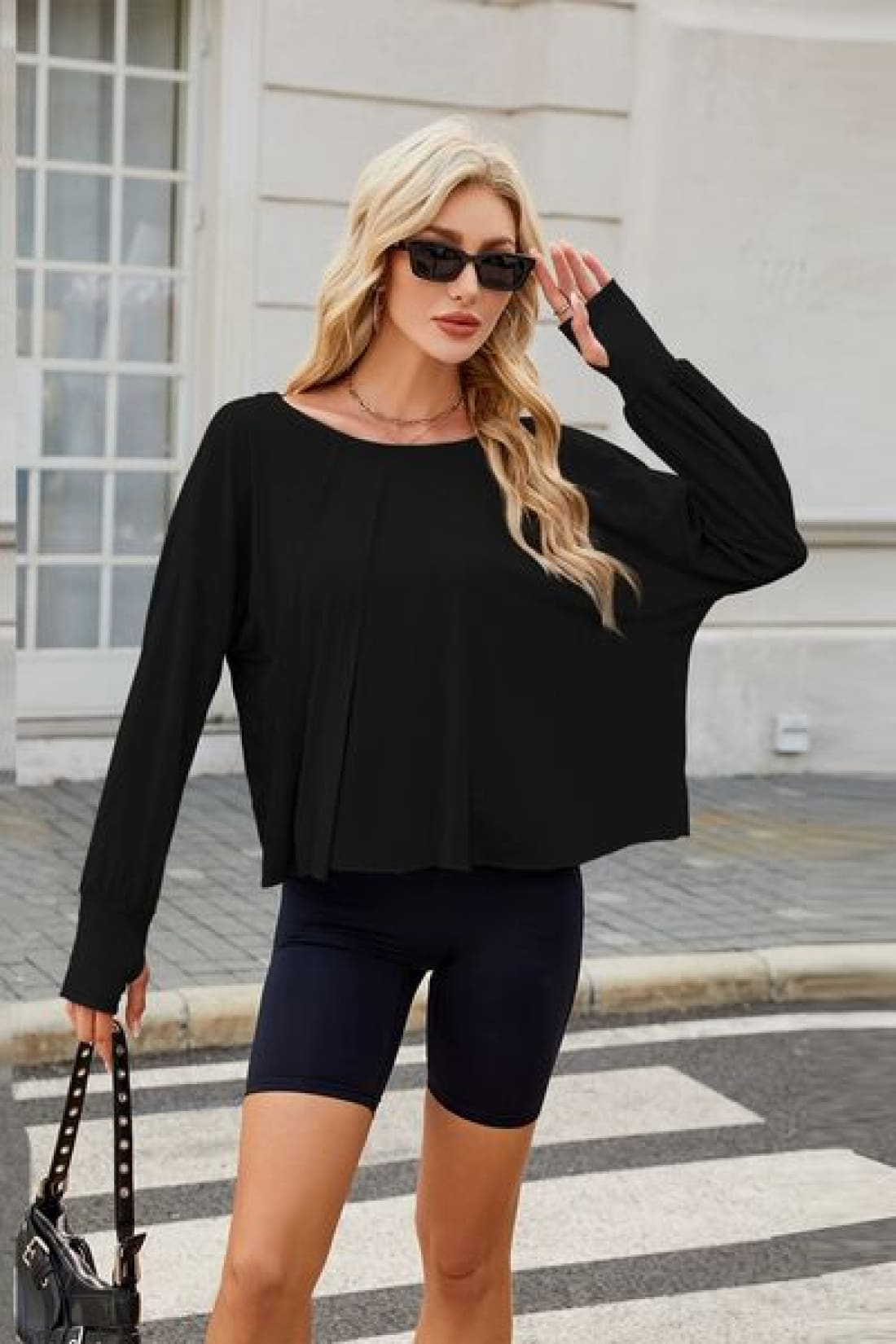 Backless Oversized Pullover with Thumbholes