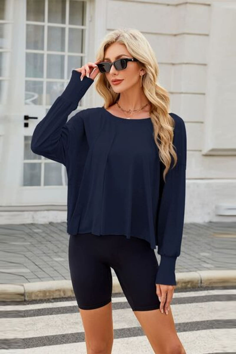 Backless Oversized Pullover with Thumbholes