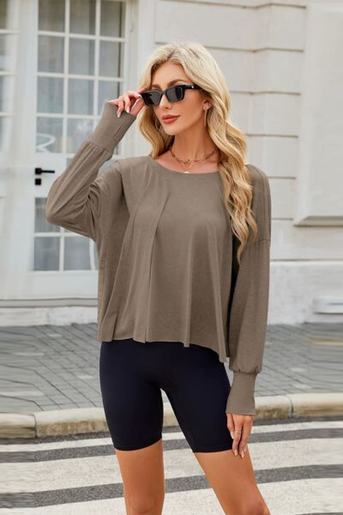 Backless Oversized Pullover with Thumbholes