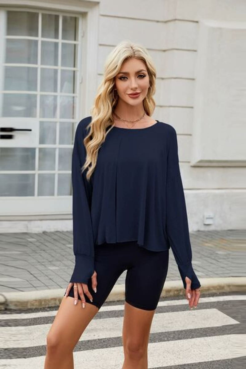 Backless Oversized Pullover with Thumbholes