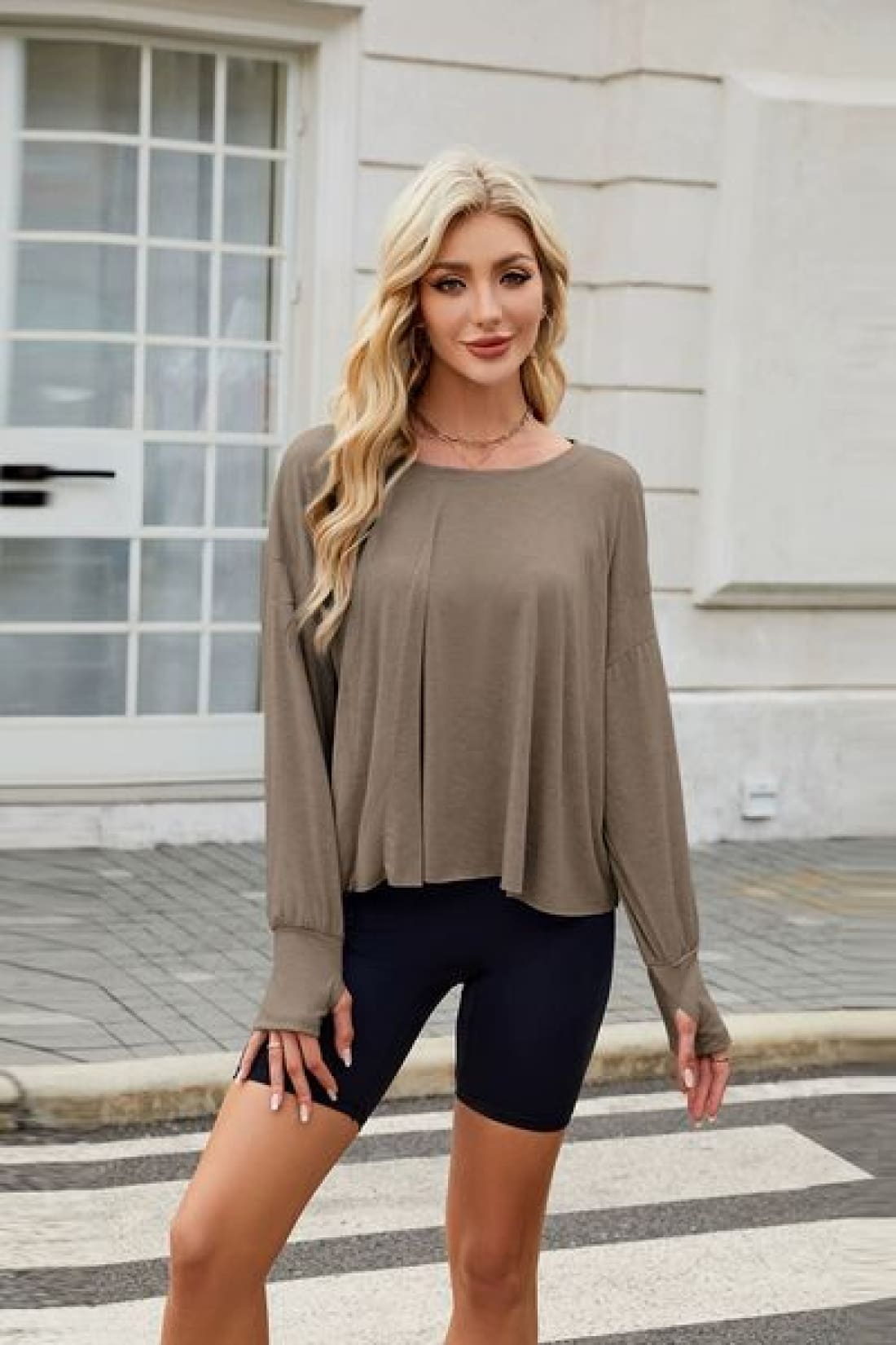 Backless Oversized Pullover with Thumbholes