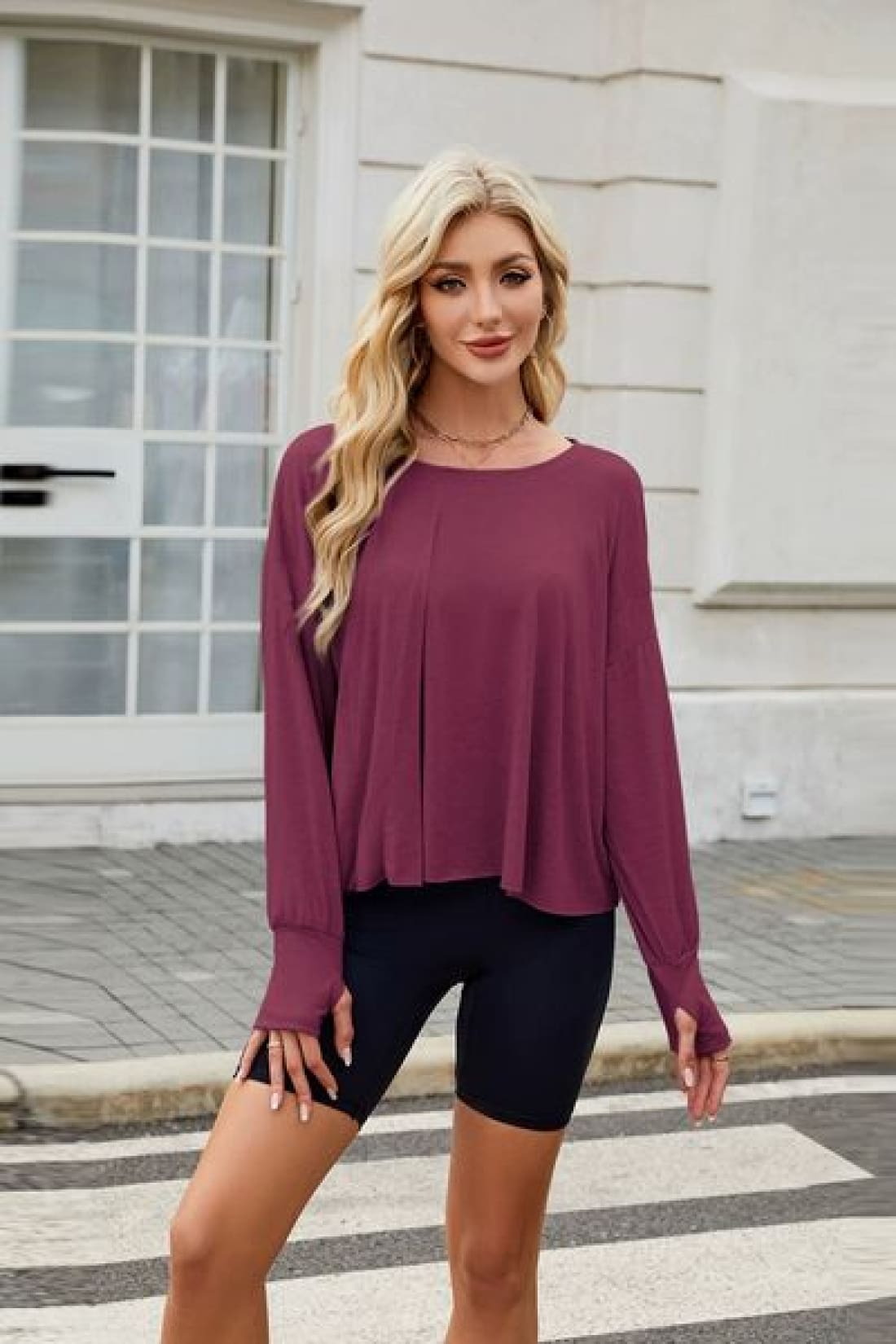 Backless Oversized Pullover with Thumbholes