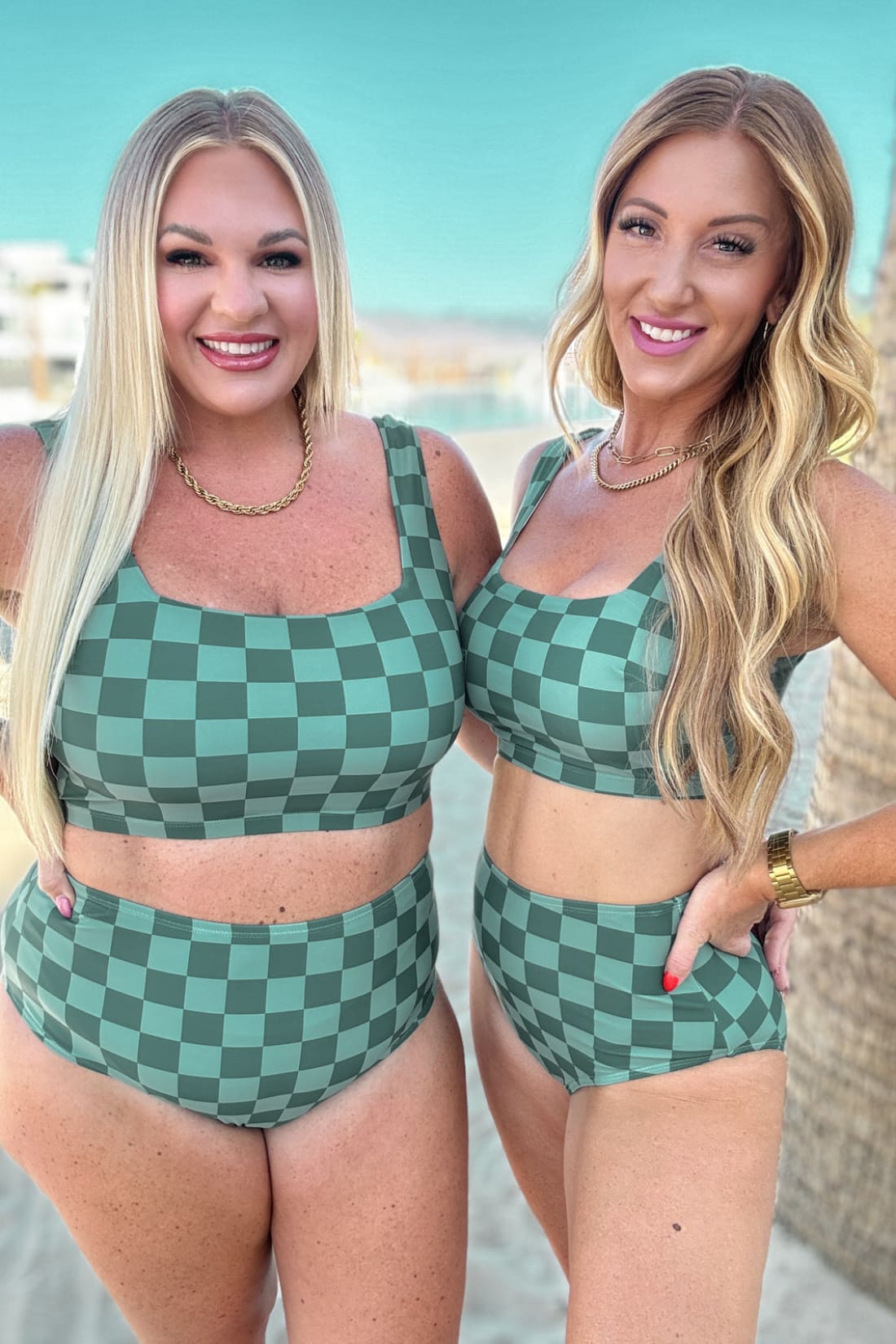 Bali Checkered High Waisted Swim Bottoms | Swim Bottoms