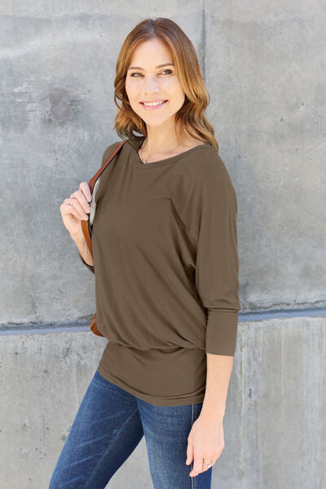 Basic Bae Full Size Round Neck Batwing Sleeve Blouse | Tops & Tees