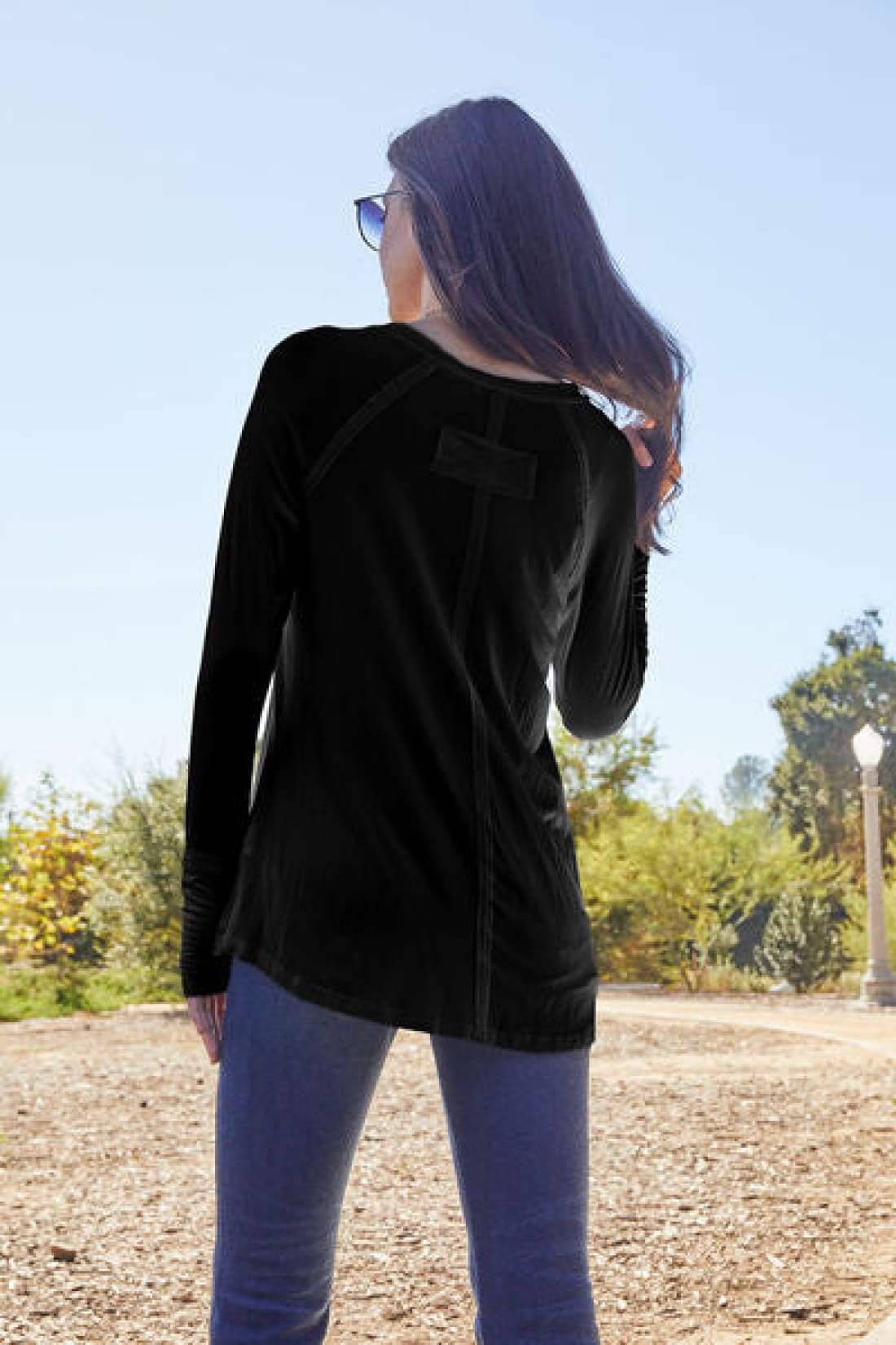 Round Neck Thumbhole Long Sleeve T-Shirt | Long Sleeve Tops