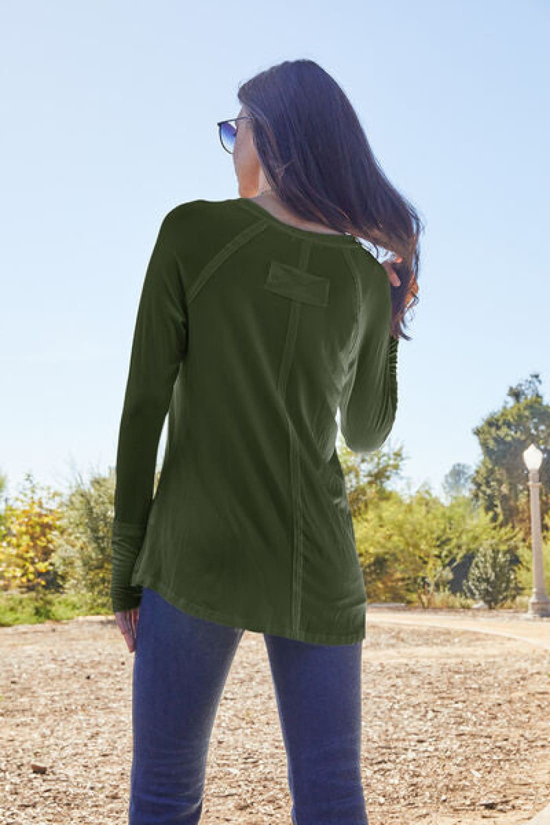 Round Neck Thumbhole Long Sleeve T-Shirt | Long Sleeve Tops