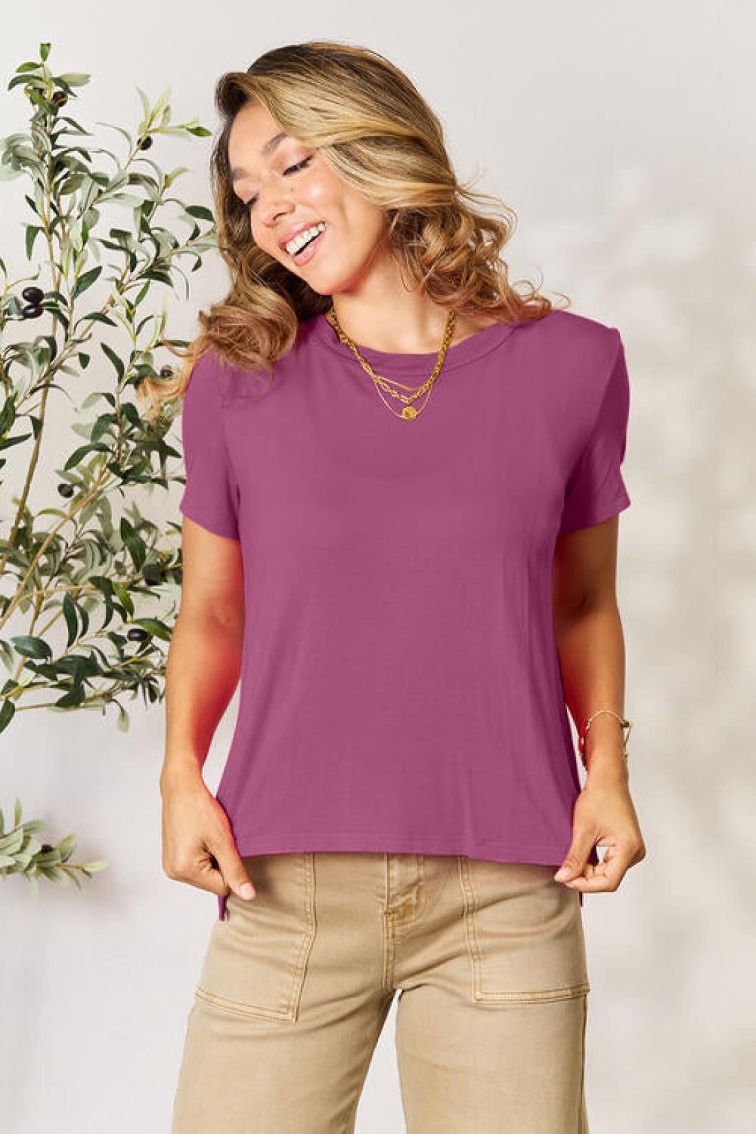 Basic Round Neck Short Sleeve T-Shirt