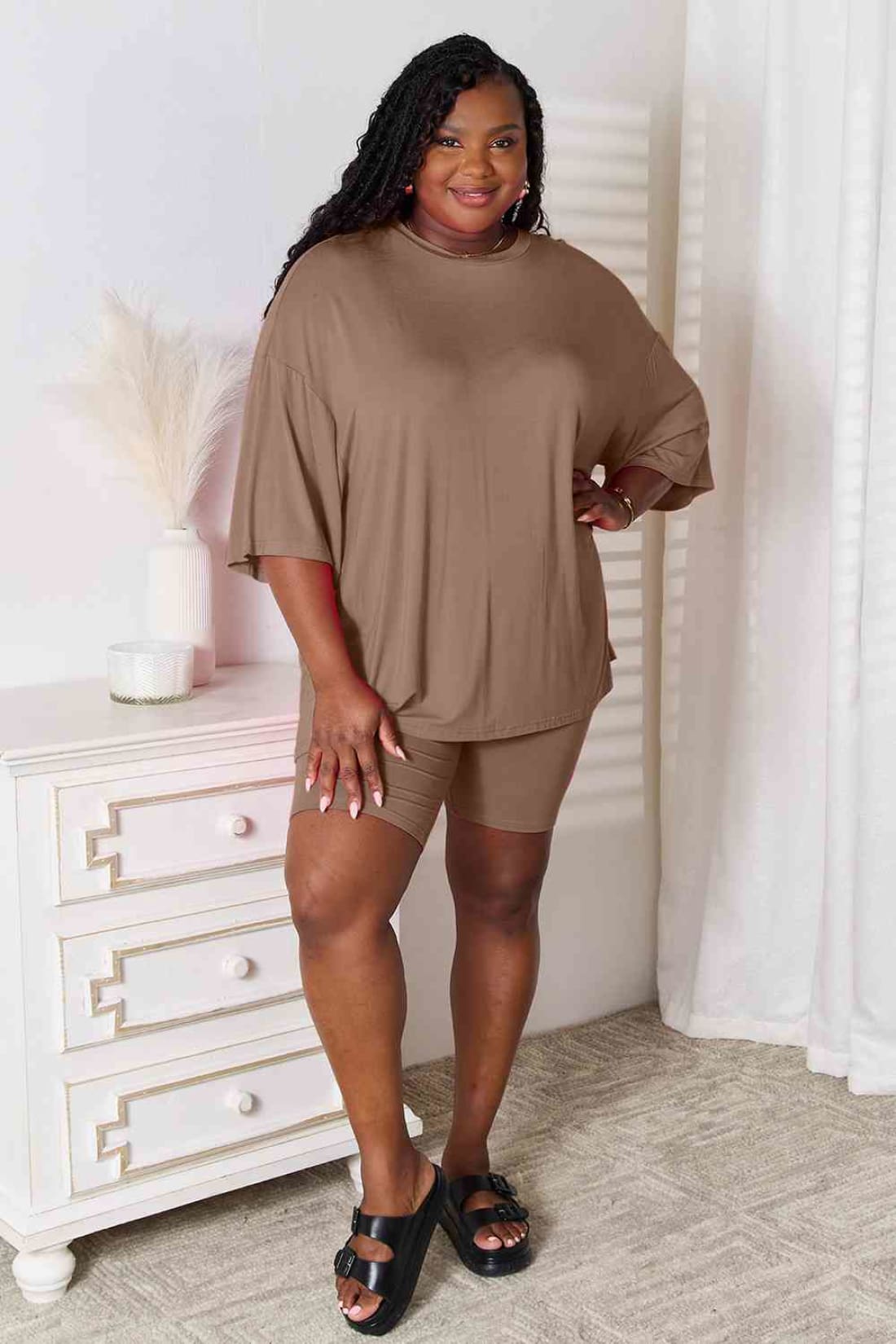 Rayon Three-Quarter Sleeve Top and Shorts Set