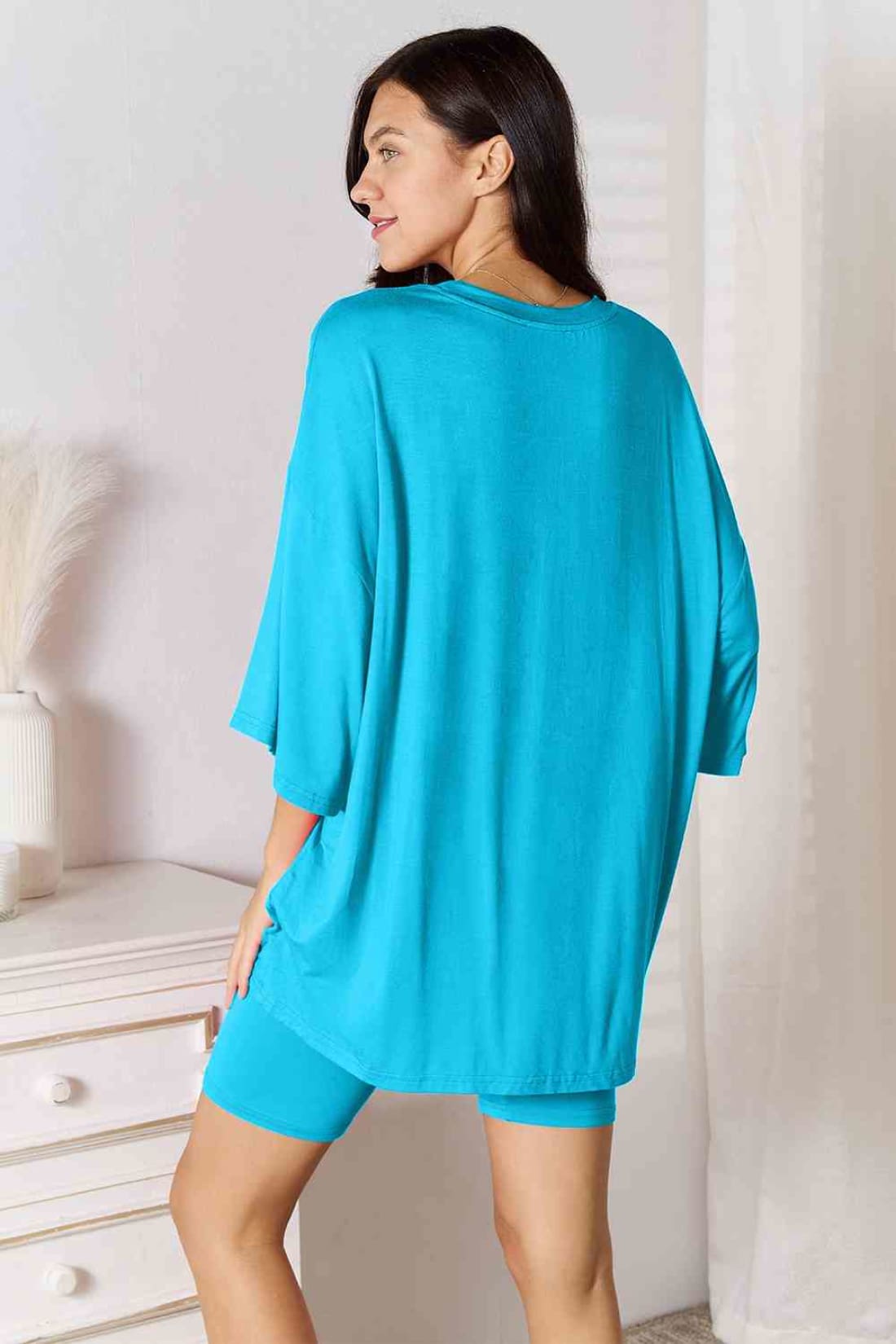 Rayon Three-Quarter Sleeve Top and Shorts Set