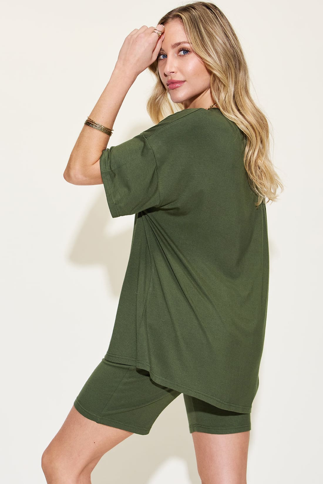 Drop Shoulder T-Shirt and Shorts Lounge Set