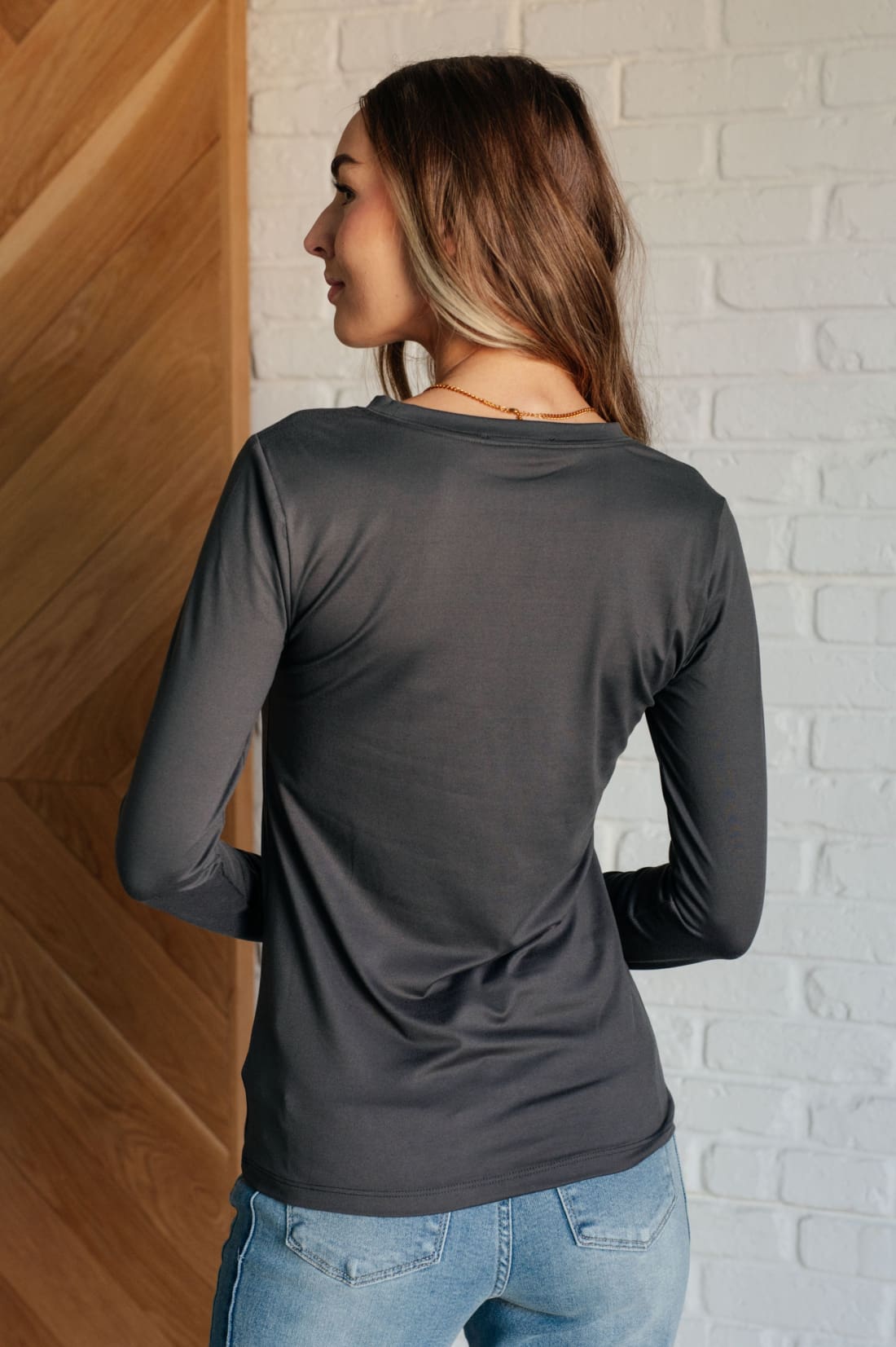 Basically Perfect Brushed Microfiber Tee in Ash Grey | Tops