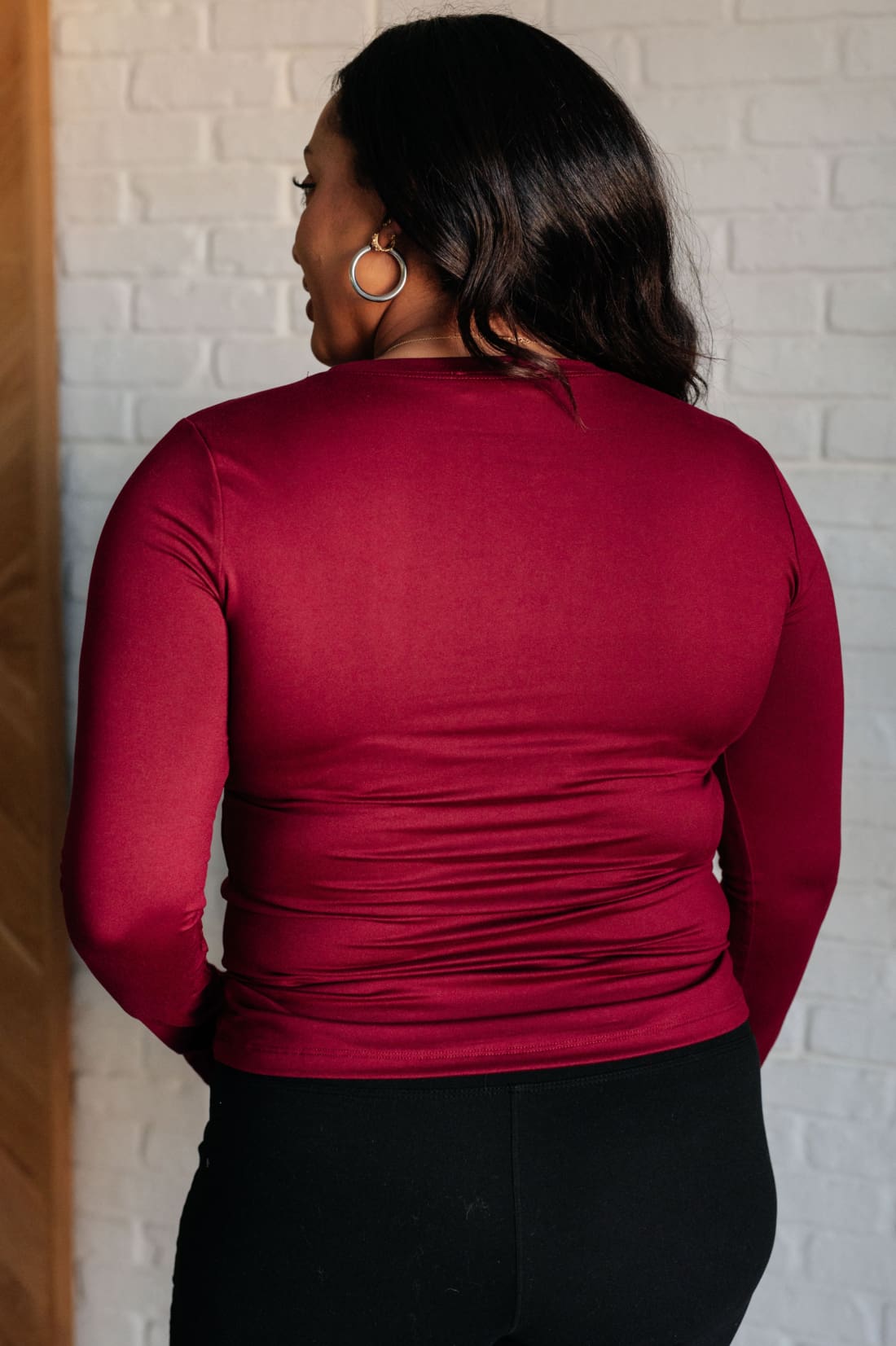 Basically Perfect Brushed Microfiber Tee in Cabernet | Tops