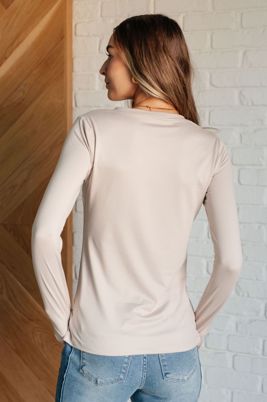 Basically Perfect Brushed Microfiber Tee in Sand Beige | Tops