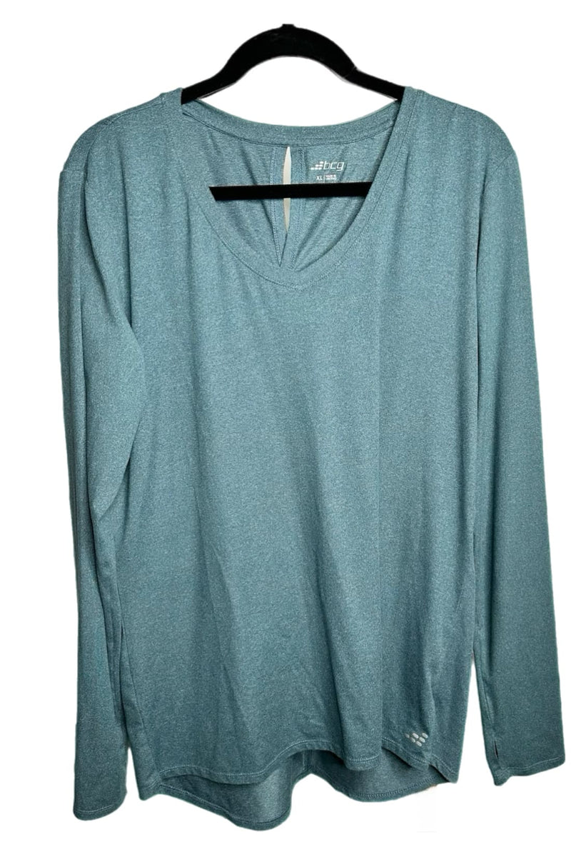 BCG Green High Low Cutout Thumb Hole Top XL Pre-Owned EUC