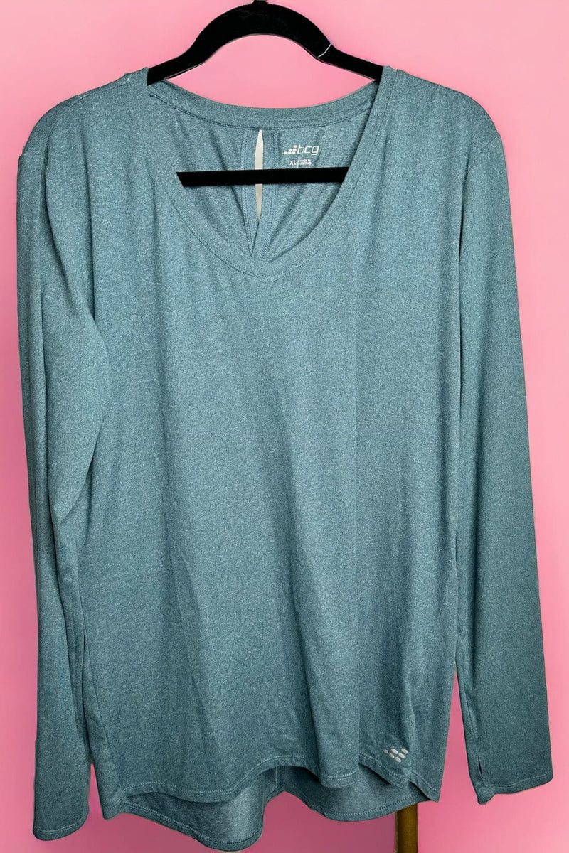 BCG Green High Low Cutout Thumb Hole Top XL Pre-Owned EUC