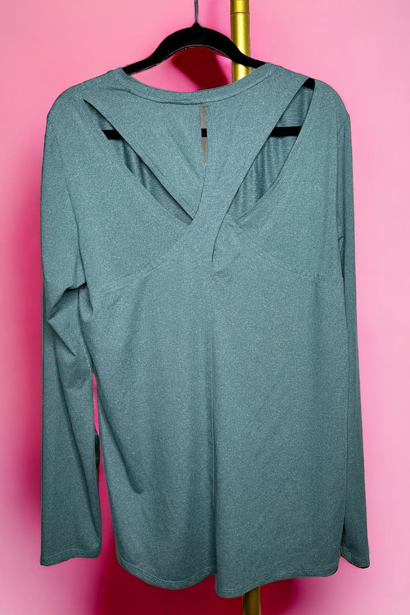 BCG Green High Low Cutout Thumb Hole Top XL Pre-Owned EUC