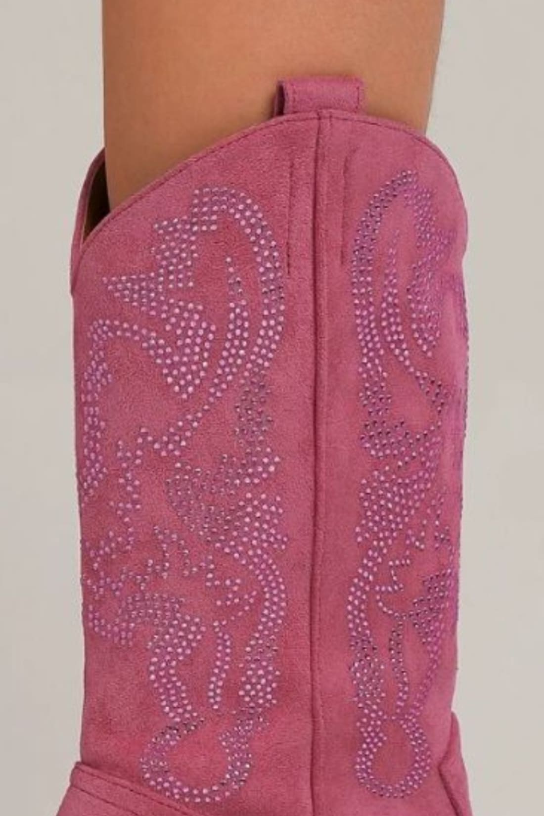 Pink Cowboy Boots with Rhinestone Detail and Pointed Toe