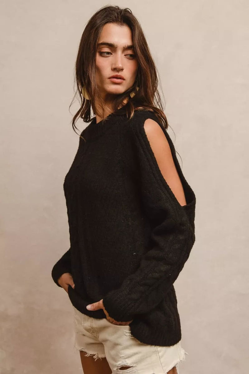 BiBi Twist Knitted Open Shoulder Sweater
