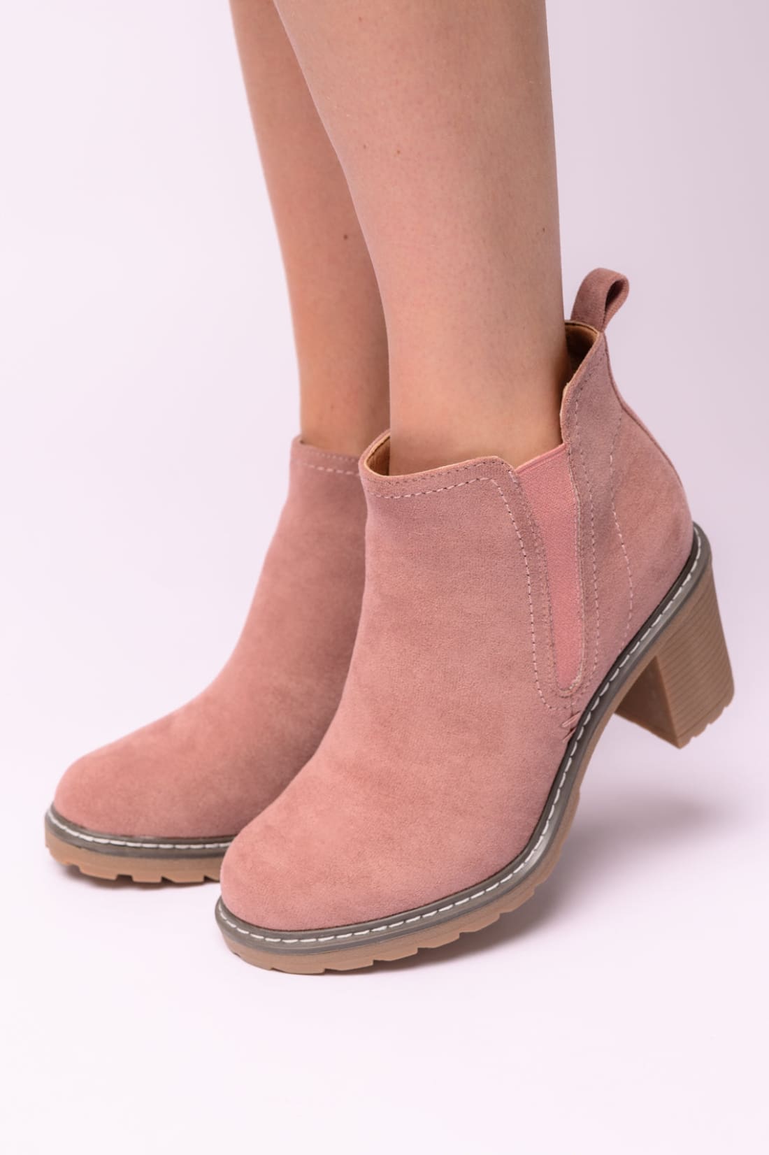 Bite Me Bootie in Blush Faux Suede | Womens