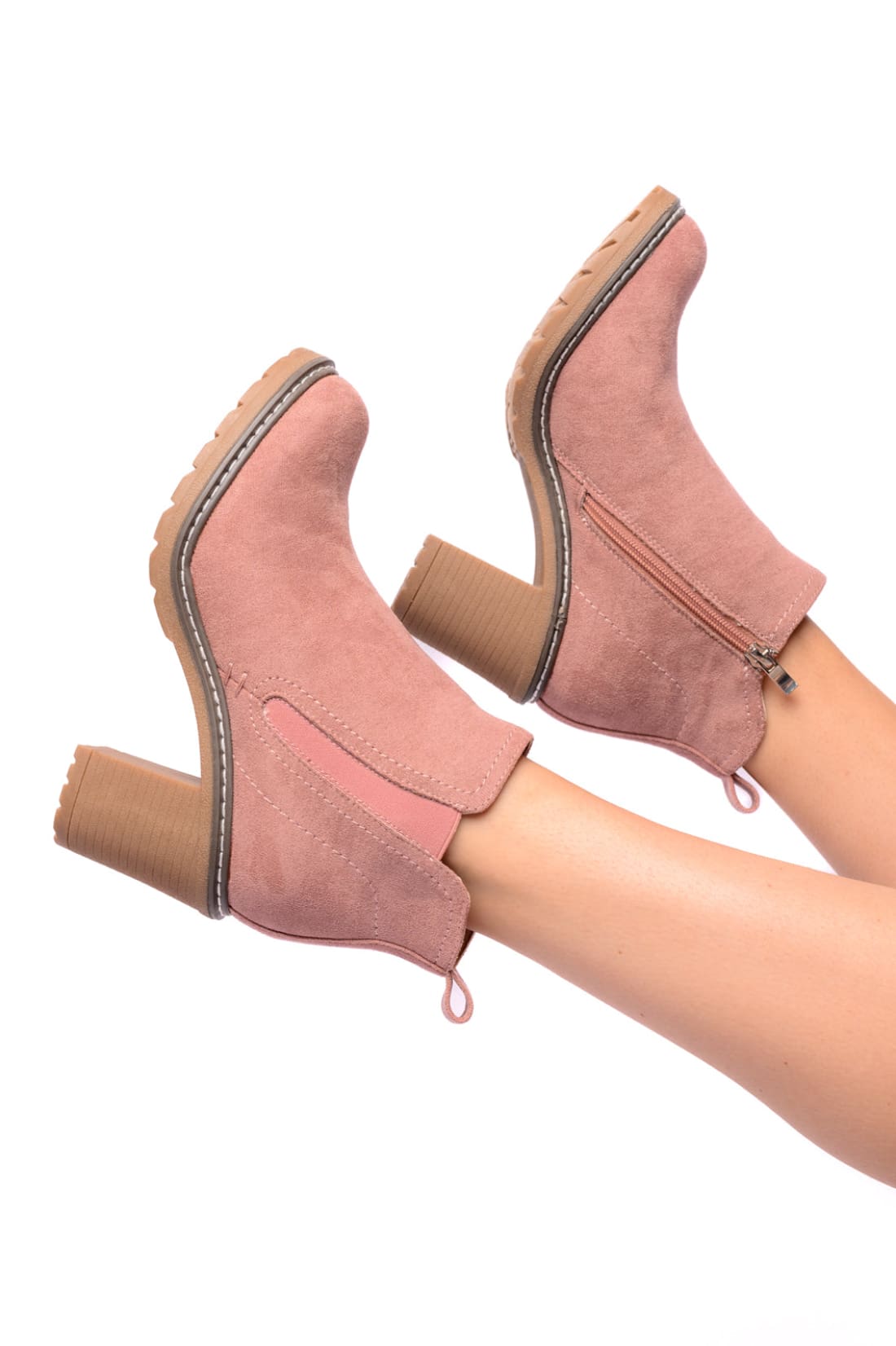 Bite Me Bootie in Blush Faux Suede | Womens