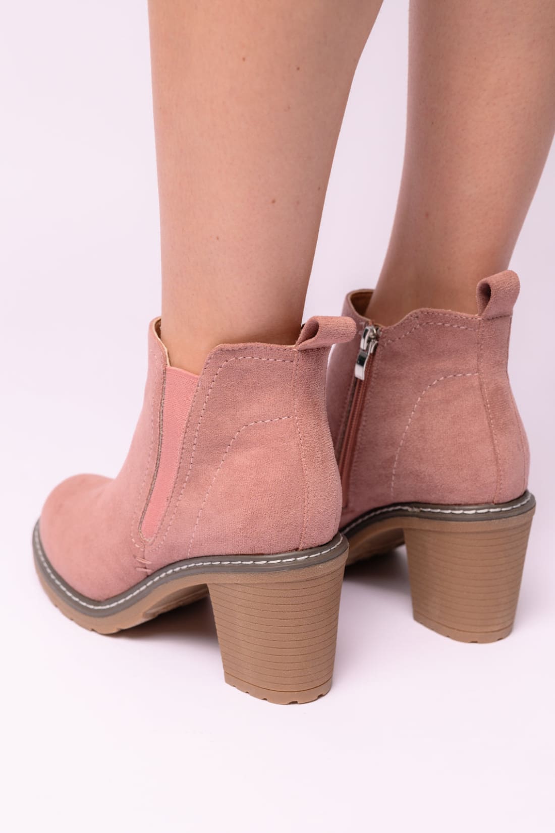 Bite Me Bootie in Blush Faux Suede | Womens